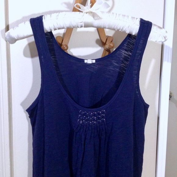 J. Crew Tops - J. CREW Navy Blue Embellished Tank Top Size XS
